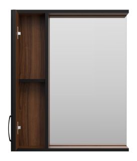 Зеркальный шкаф Misty Кедр 60см левый чёрный/орех